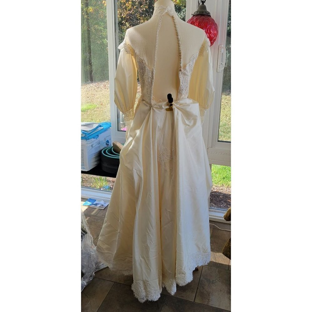 Fantastic Vintage Lace, Satin, Buttons, and puffy sleeves - Picture 16 of 16